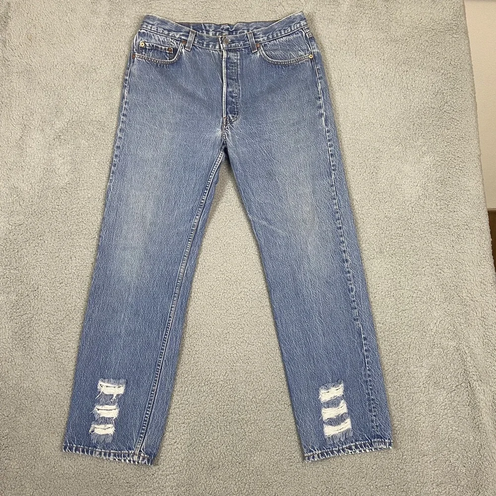 Vintage Levis 501 Jeans Mens 36x32 Blue Straight Leg Distressed Made in USA